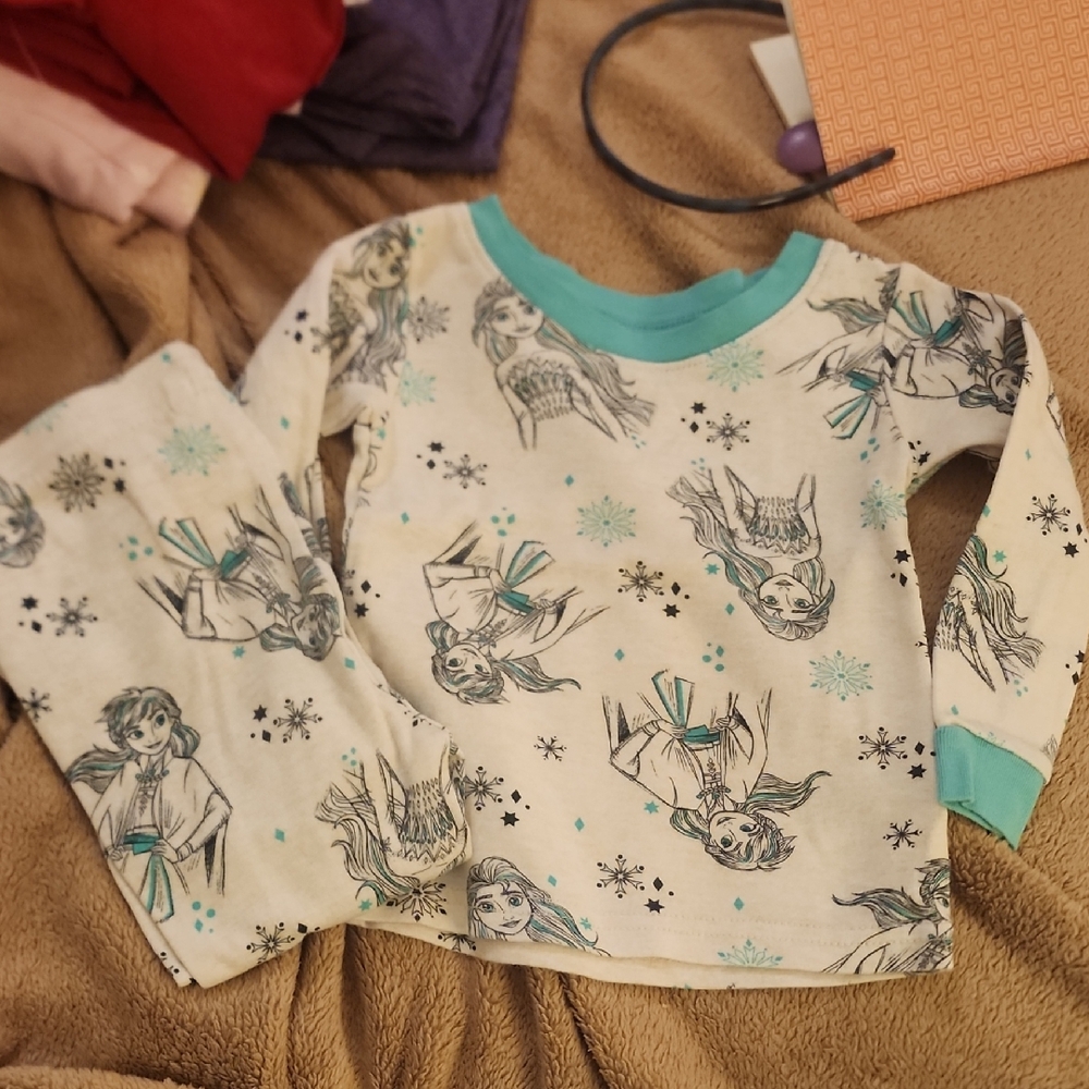 *nd Sz 4T Disney Frozen Kids Pajama Set - White and Teal